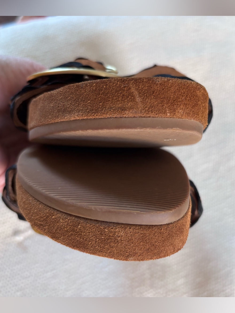 Loeffler Randall Iris Buckled Ric-Rac Slide Sandals - Cacao Brown Suede 9.5 - Picture 8 of 15